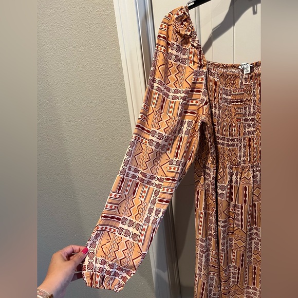 Wrangler Retro Orange and White Ruched Smocked country western cowboy Sundress - Picture 3 of 5